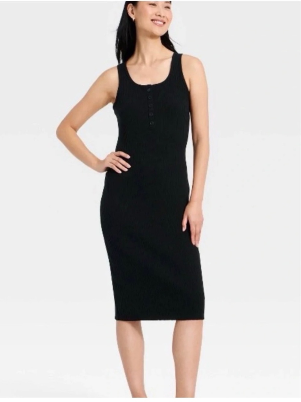 A New Day Women's Wide Strap Sleeveless Button-Front Midi Bodycon Dress. Sz XL.